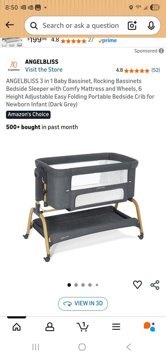 Bassinet Gray with Pad