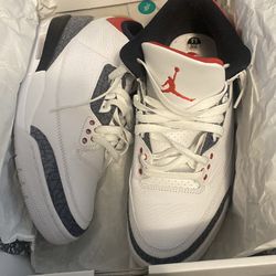 Jordan three denim fire red
