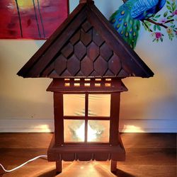 Vintage Balinese Lantern with Shingle Roof Indoor Outdoor Made of Sugar Palm Wood 32"×17"