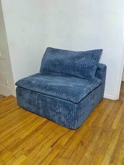 SALE! New Single Blue Cloud Deep Seat Sofa Accent Chair Corduroy Fabric,