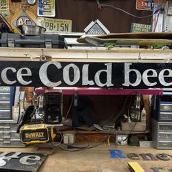 Ice Cold Beer Sign With Quarter Inch Thick Brush, Aluminum Letters