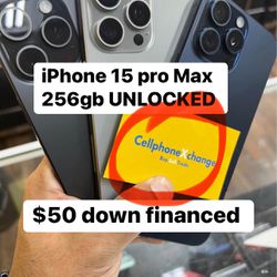 iPhone 15 Pro Max 256gb UNLOCKED $50 Down Finance 