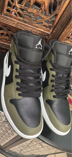 Air Jordan 1 Mid Olive Green Black Sneakers