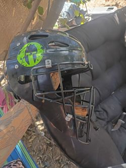 Black Baseball Catcher's Helmet with Face Mask