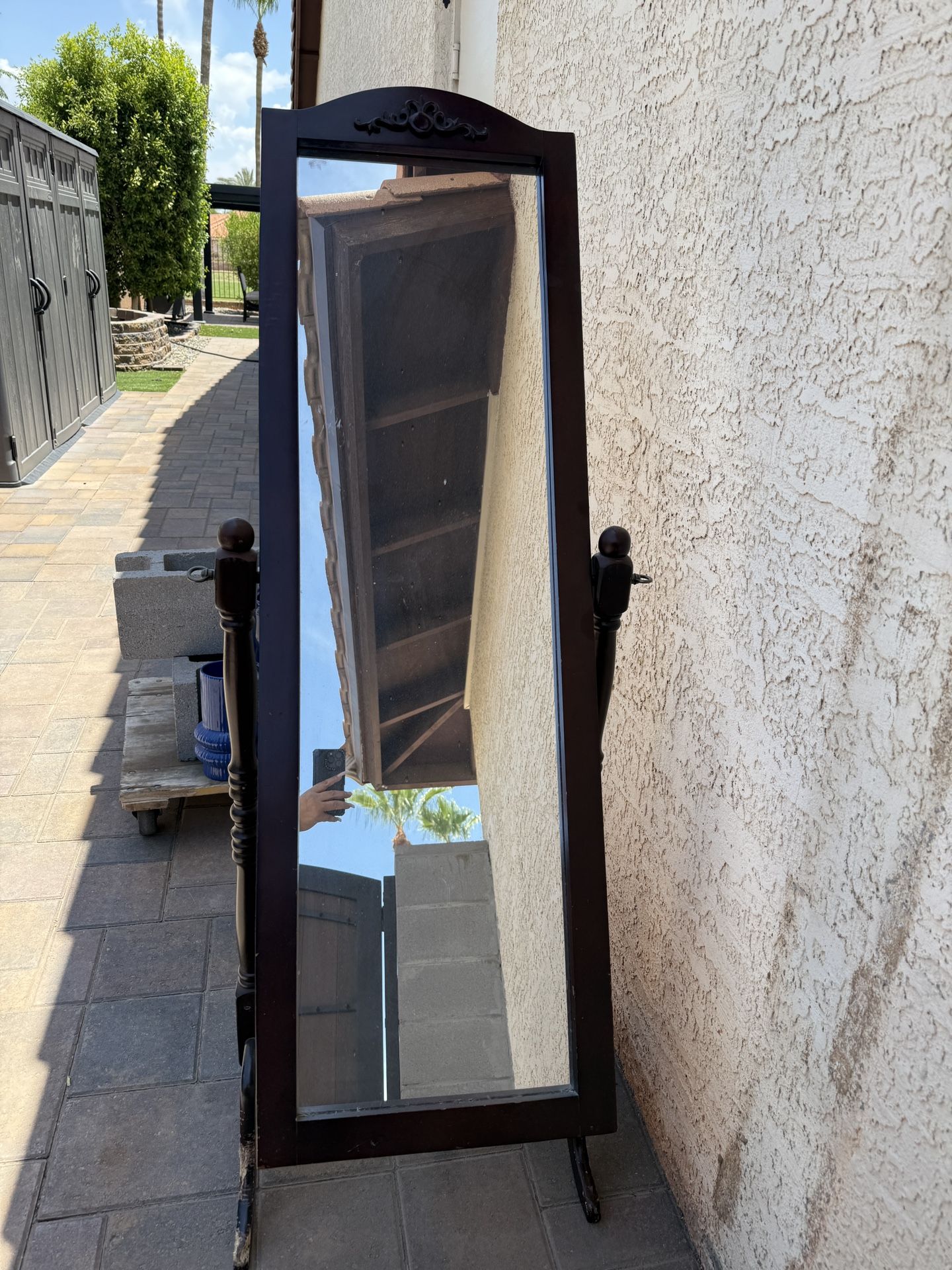 Elongated Wood Floor Mirror