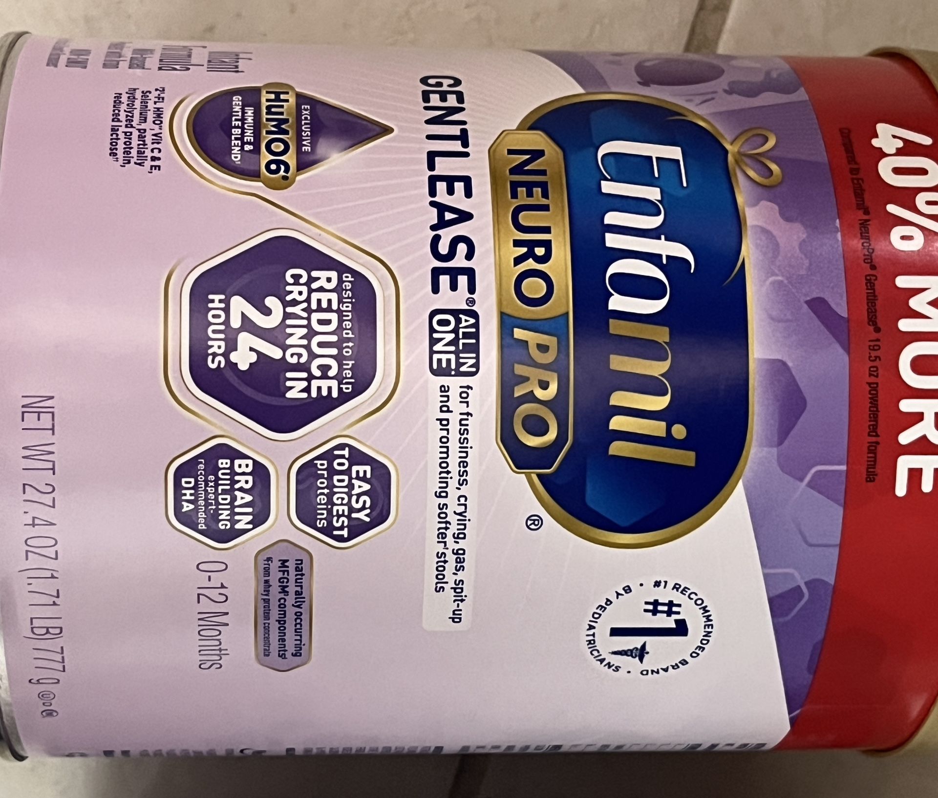 4 Unopened cans of Enfamil (Gentlease Baby Formula)