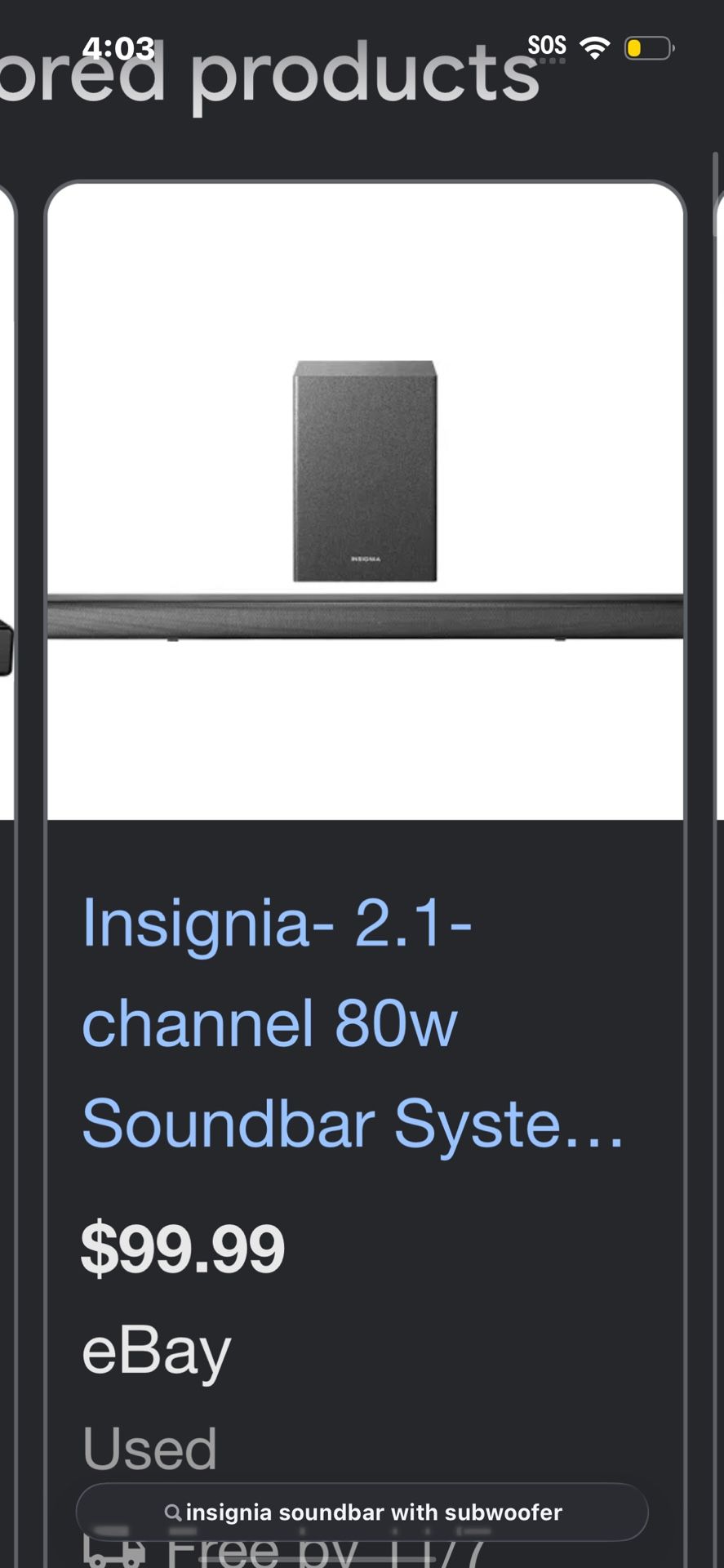 Insignia Soundbar With Sub Woofer Comes With Everything Even The Remote Remote Has A Little Crack But Works Perfectly