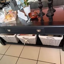 Solid Wood Coffee Table w/ Glass Top & Storage