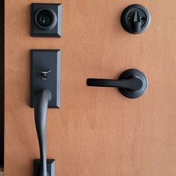 Kwikset Smartkey Matte Black Front Door Handleset 