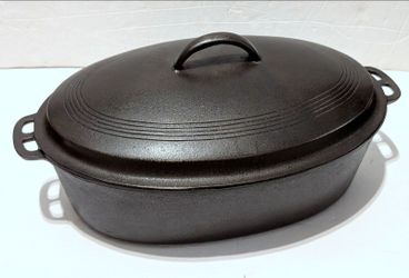 RARE VTG Wagner Ware Sidney O Drip Drop Cast Iron Oval Roaster 1285 w/ Lid