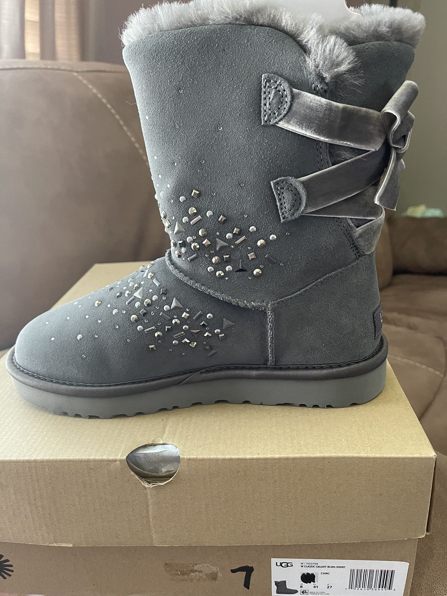 UGG Classic Galaxy Bling Short Gray Size