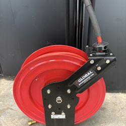 NEW! GLOBAL #534173 Retractable Steel Hose Reel w/ 3/8" x 50'L Hose, 300 PSI!!