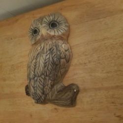 Large Chalkware Owl Wall Display Decor 