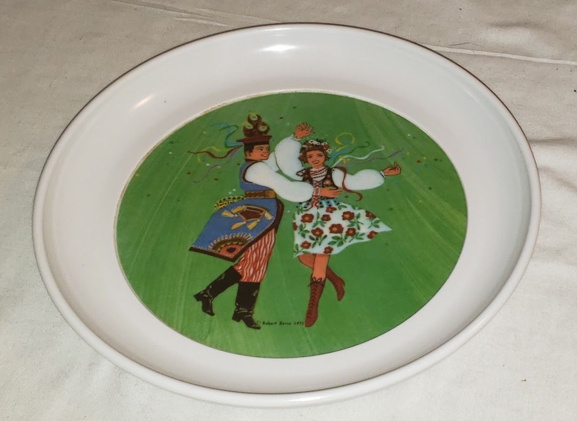 1973 Vintage Melamine Polish Dancers Hard Plastic Plate/Platter