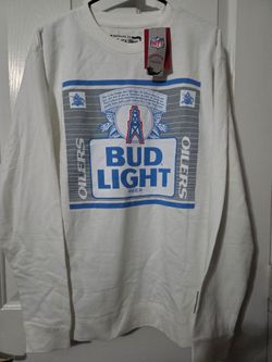 Houston Oilers L Mitchell and Ness Bud Light Collab Crewneck $90 Retail