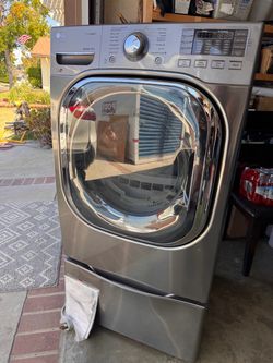 LG TrueSteam Front-Load Dryer with Pedestal