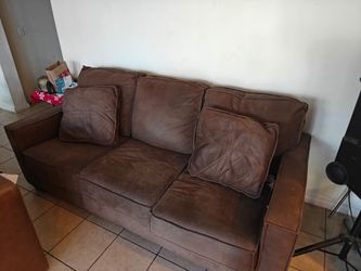 Brown Microfiber Sofa Set with Pillows