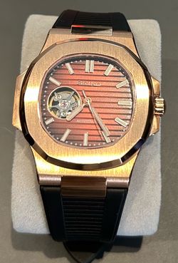 Seiko NH38 Automatic Custom Mod Rose Gold Open Heart Watch Exhibition Caseback