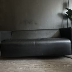 Black Faux Leather Loveseat – Good Condition – 72" Wide