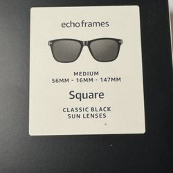 Brand New Amazon Echo Frames Square Black Sunglasses