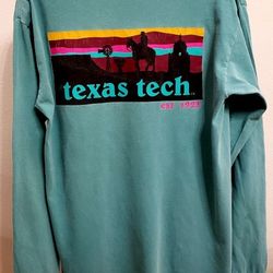 Texas Tech Longsleeve Tshirt size Woman's Medium (color vintage teal)