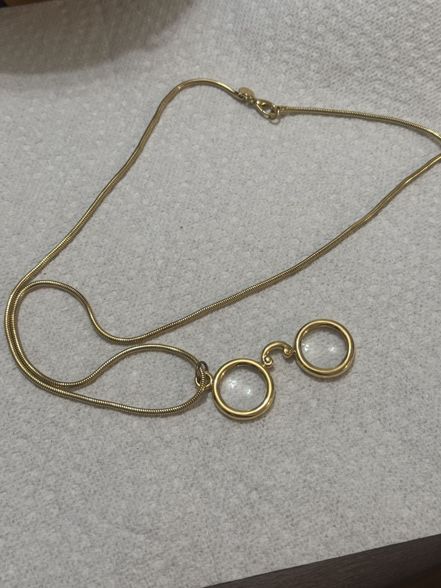 Vintage Necklace CAROLEE Glasses Pendant Gold Tone Chain