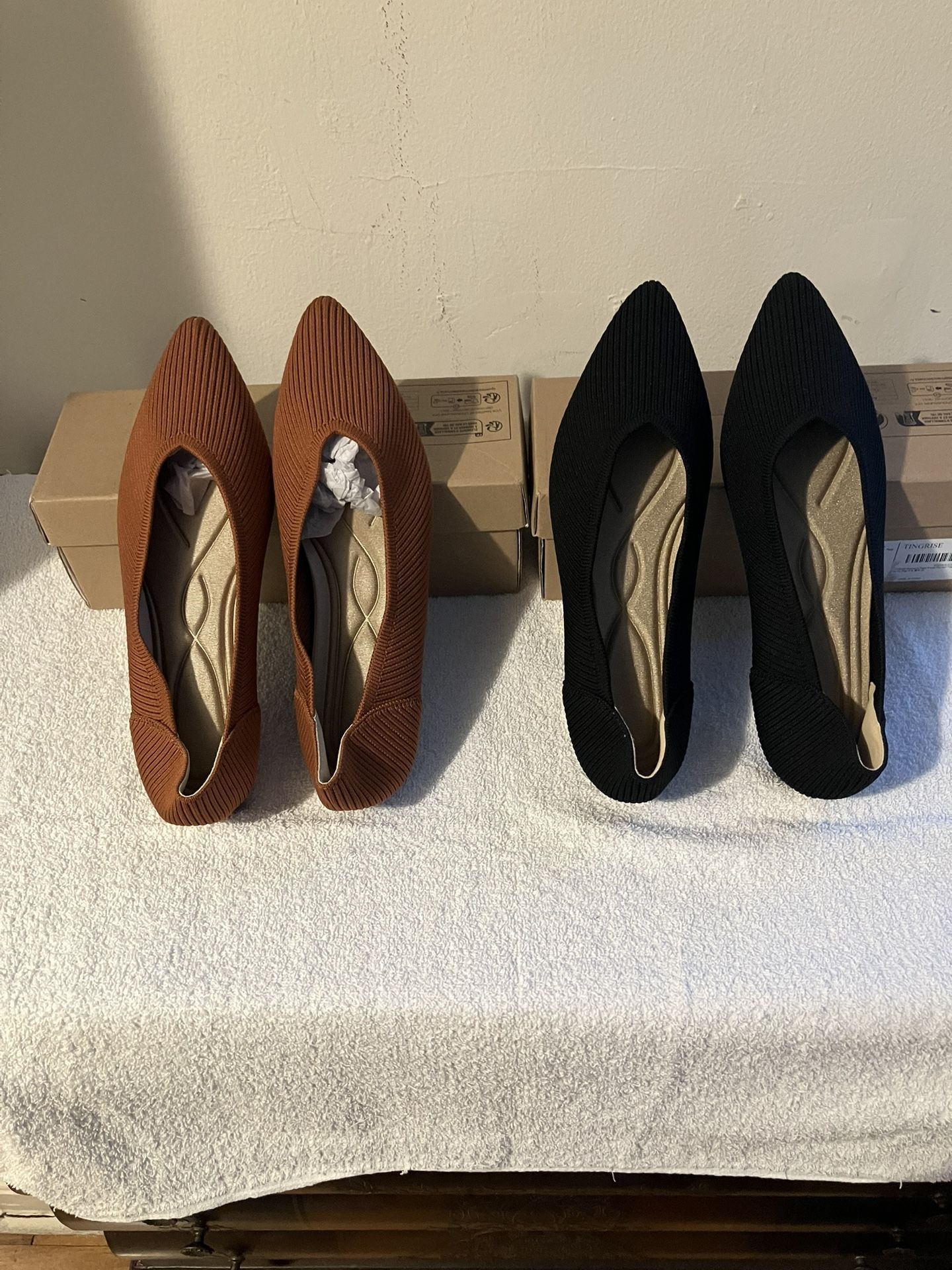 Buy One and Get One Free - Tingrise Woman’s Flat Pointed Toe Ballet Style Slip On - Size 10