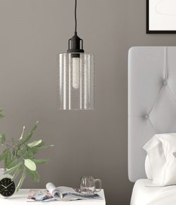 Lunenburg single pendant light blackened bronze finish Glass is Cracked