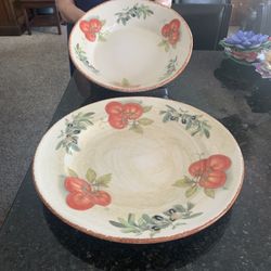 Vintage Italian Tiffani Boutique Large Ceramic Serving Bowl & Platter/Plate 