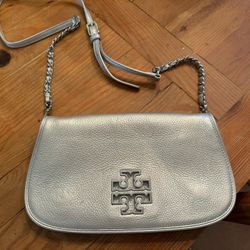 Tory Burch Britten Crossbody Silver Metallic 