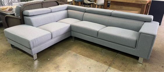 L76/102 X W33 X H18/29in New Grey Modern Sectional Sofa,5-Seat Modular Couch Set L-Shape Linen Fabric Corner Couch Set for Living Room,Apartment,Offic