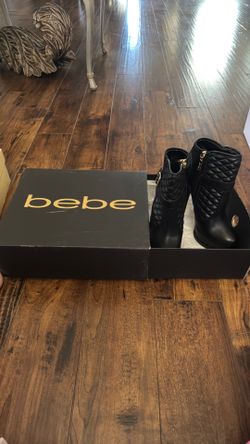 Bebe , boots 4” high heel back color leather