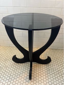 Vintage Umbra Loft Black Accent Table Smoky Tempered Glass Top