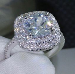 New 18 k white gold engagement ring wedding ring set wedding band