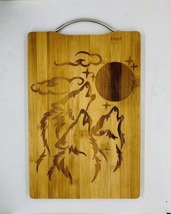 Howling Wolves Laser Engraved Bamboo High Quality Cutting Board