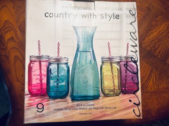 Farm style glass beverage set