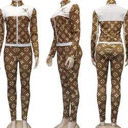 2pc brown n white jogger.