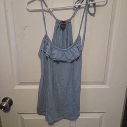 Wet Seal Light Blue Ruffle Halter Tank Top