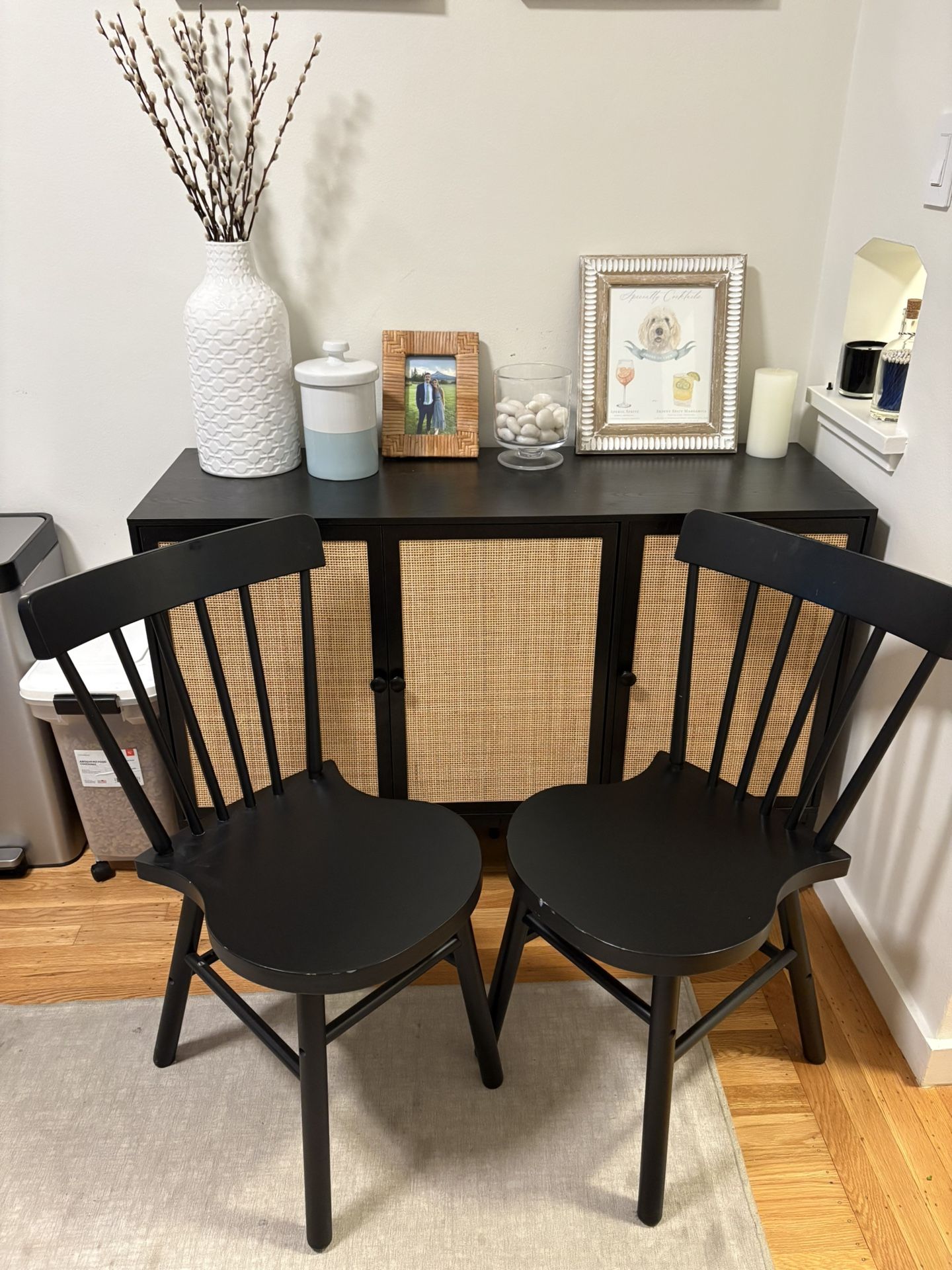 4 Black Wooden Chairs