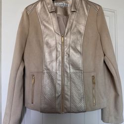 Kenneth Cole Women’s Beige Bomber Jacket Size M