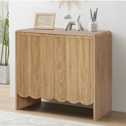 ORRD Accent Sideboard Buffet Cabinet, Storage Cabinets with 2 Doors, Farmhouse Wood Cabinet with Adjustable Shelves and Wave Panel for Living Room, Di