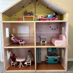 Doll House For 18” Dolls. Wooden, Multi-Level 6 Foot High