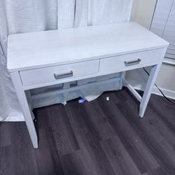 White wooden desk.
