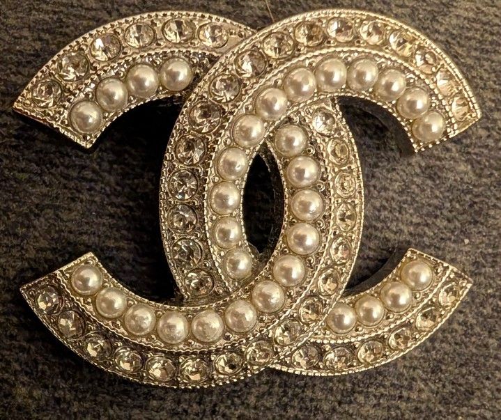 SILVER AND DIAMOND CC BROOCH