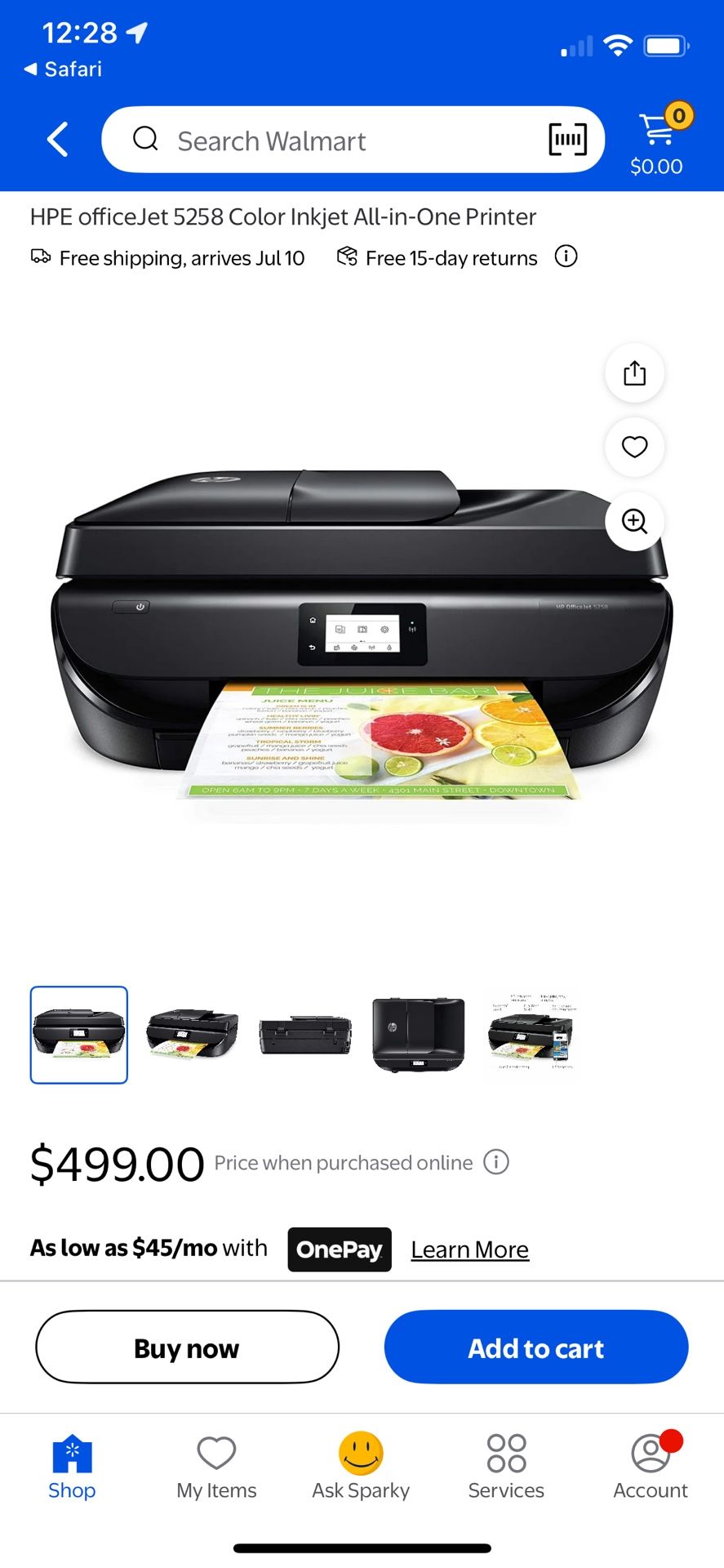 HPE officeJet 5258 Color Inkjet All-in-One Printer