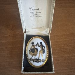 Countess Fine Bone China Brooch Pin Vintage 
