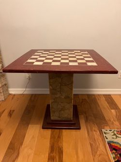 Authentic Brazilian Jasper and Onyx Chess Table with chess pieces included