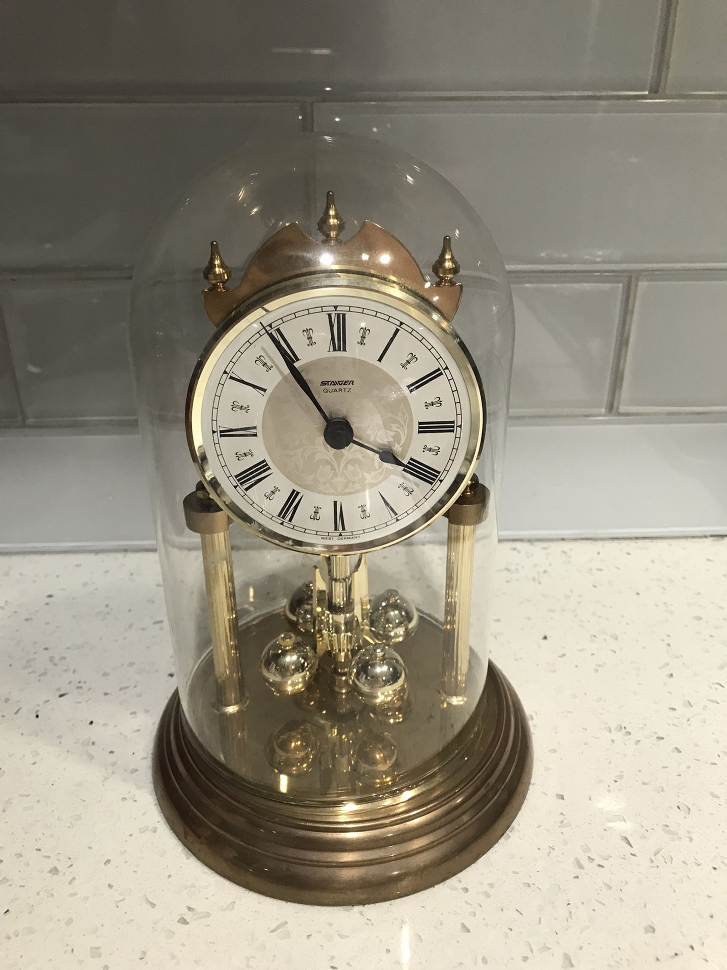 Vintage Staiger Quartz Pendulum Desk Table Mantle Dome Clock
