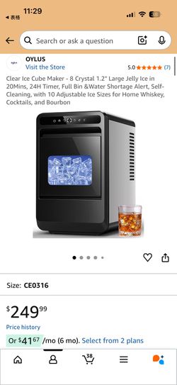 Clear Jelly Ice Maker, 26lbs/Day, Self-Cleaning