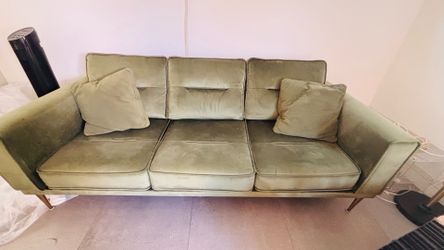 Ashley Furniture Olive Green Sofa – Excellent Condition – Modern 3-Seat Couch